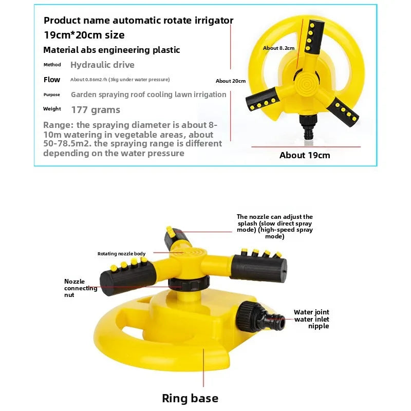 Sistema de riego automático rotatorio para plantas de jardín