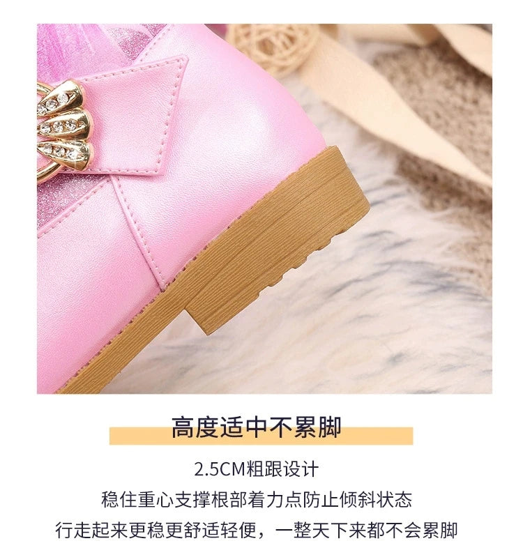 Disney Girls' Leather Boots Winter