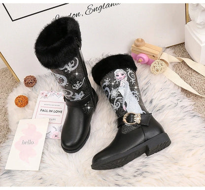 Disney Girls' Leather Boots Winter