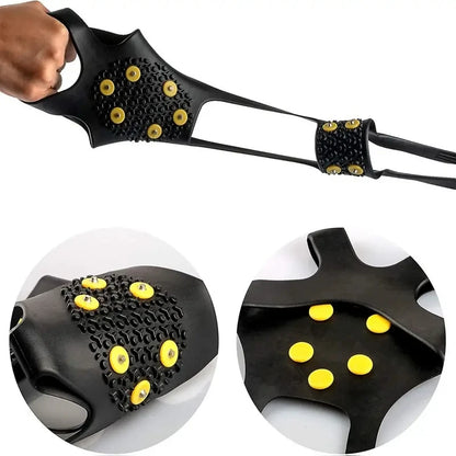 2 crampones de 10 tacos de acero para nieve y hielo, con suela antideslizante de goma para senderismo, caminata, escalada y jogging.